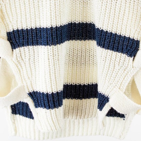 Derek Lam 10 Crosby Creme Striped Lace-Up Sweater - Picture 4 of 7